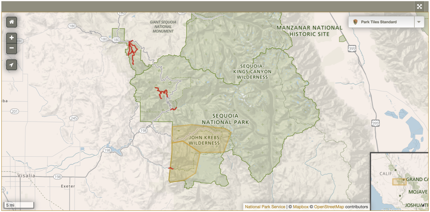 Sequoia National Park Road Conditions Map